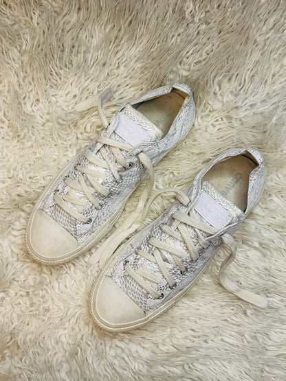 White Snake Skin Converse Low Top