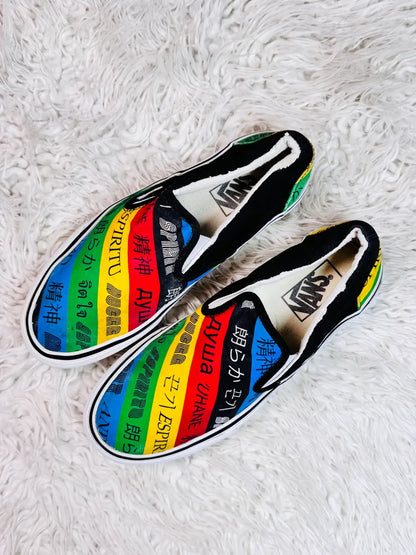 Vans Classic Slip On Spirit Multi Canvas White Sole