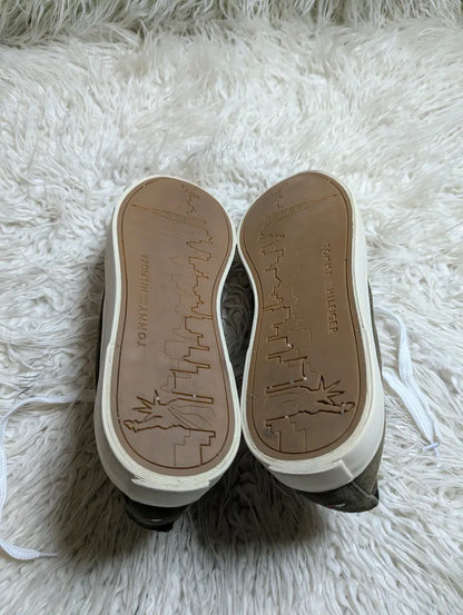 olive-green suede low-top lace-up sneakers