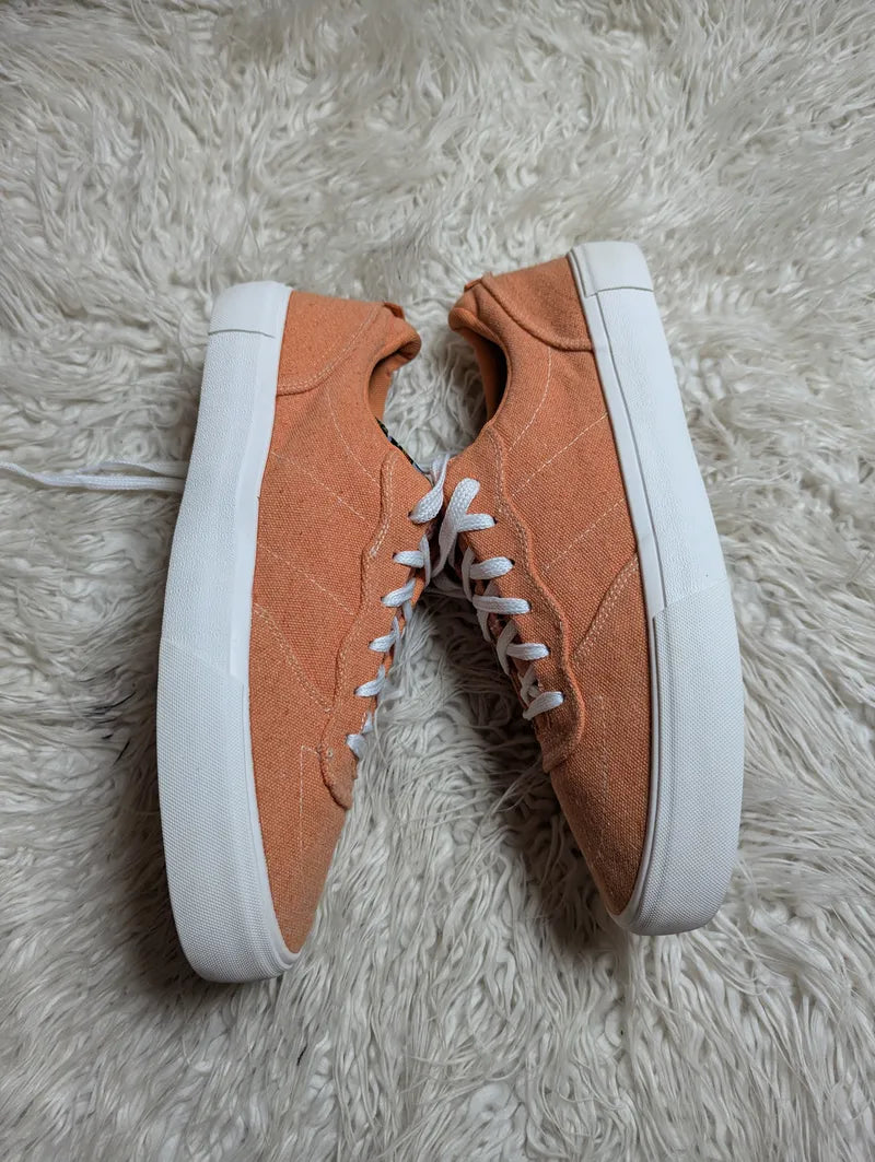orange canvas low-top sneakers