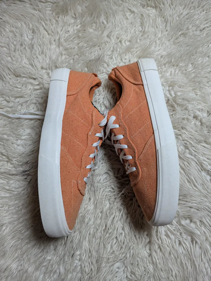 orange canvas low-top sneakers