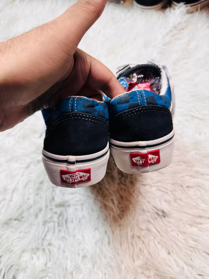 Vans | Black & White Blue  | Lo Top | Old Skool Checkers | Hi Sole