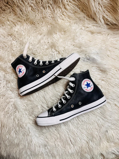 Chuck Taylor | Black & White Leather | High top| Converse