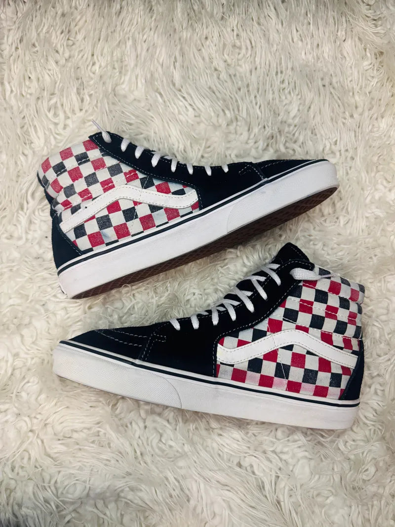 Vans hi top checkers red white black ♥️🤍🖤