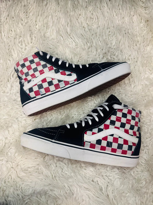 Vans hi top checkers red white black ♥️🤍🖤