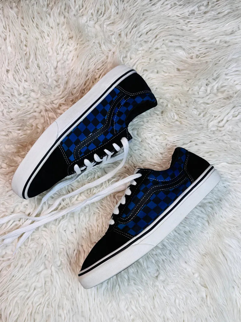 Vans | Black & Blue Checkers | Old Skool