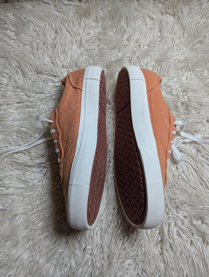 orange canvas low-top sneakers