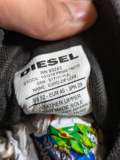 black leather Diesel Expo-Zip Low Sneakers