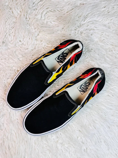 Vans Black & White | Hell Fire | Slip Ons