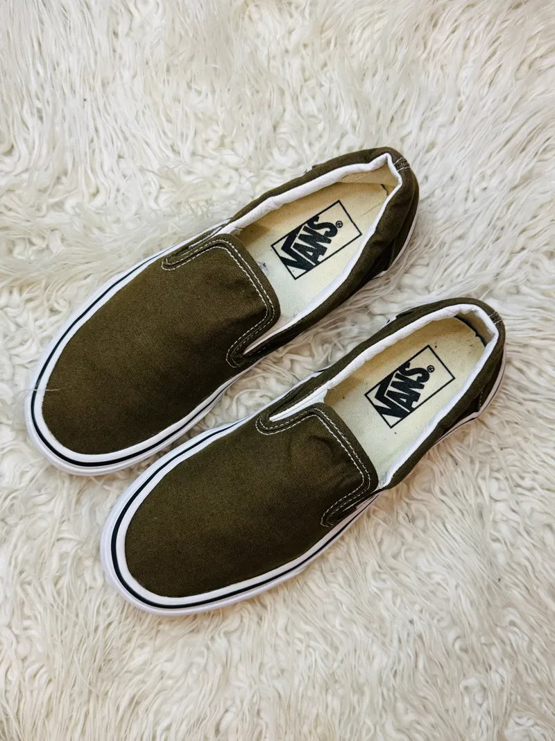 Vans Olive Green Slip Ons