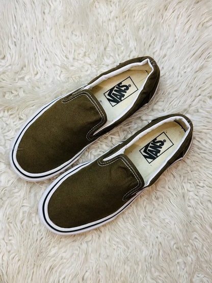 Vans Olive Green Slip Ons