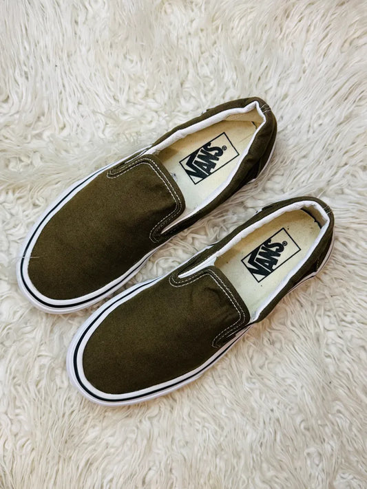 Vans Olive Green Slip Ons