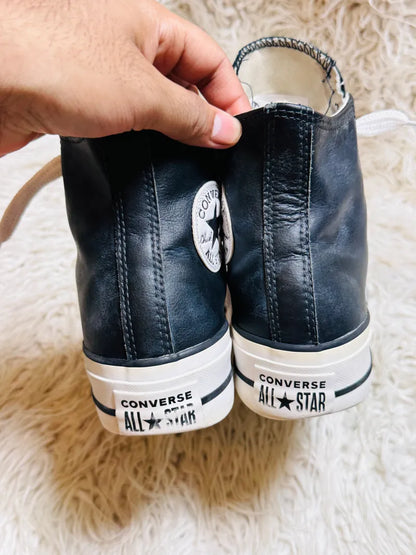 Chuck Taylor | Black & White Leather | High top | Hi Sole