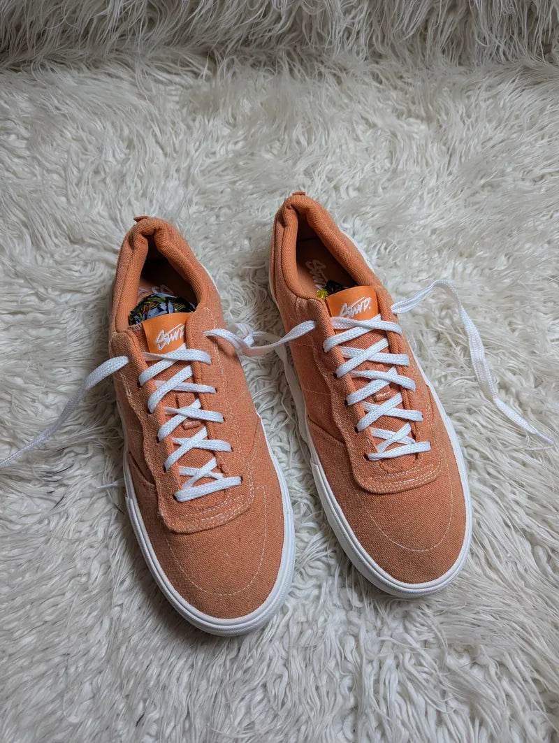 orange canvas low-top sneakers