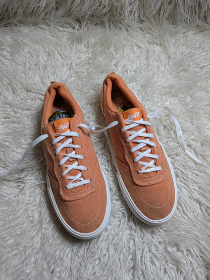 orange canvas low-top sneakers