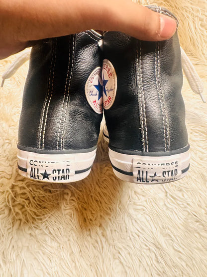 Chuck Taylor | Black & White Leather | High top| Converse