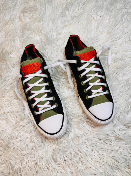 Converse Chuck Taylor All Star OX Kurim Unisex Shoes Fatigue Green/Black/Red