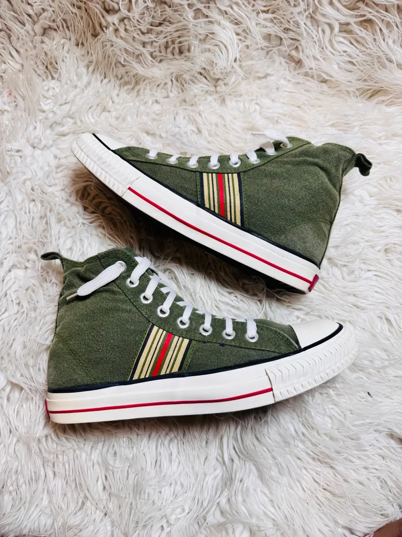 Forest  Green Hi Top Sneakers For Men's