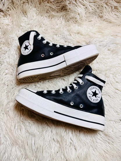 Chuck Taylor | Black & White Leather | High top | Hi Sole