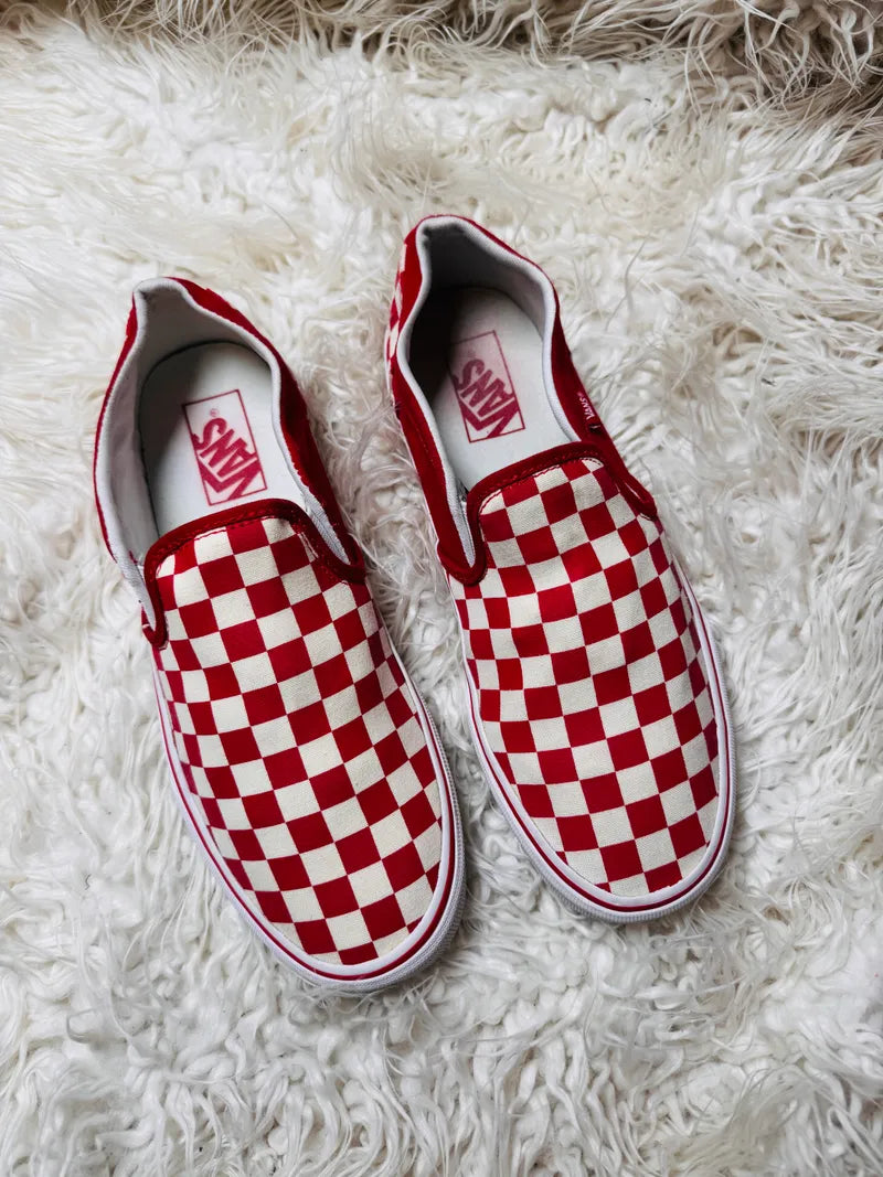 Vans Slip Ons Checkers  Red White ♥️🤍