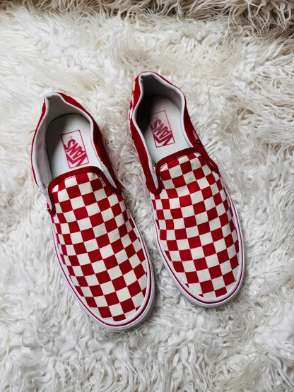 Vans Slip Ons Checkers  Red White ♥️🤍
