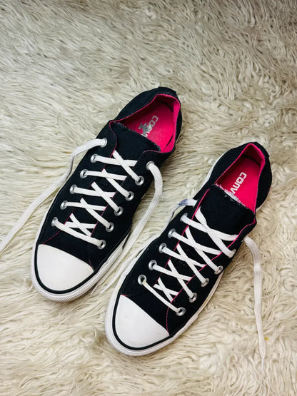 Converse LoTop Black Double Tongue with Pink inside