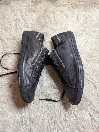 black leather Diesel Expo-Zip Low Sneakers